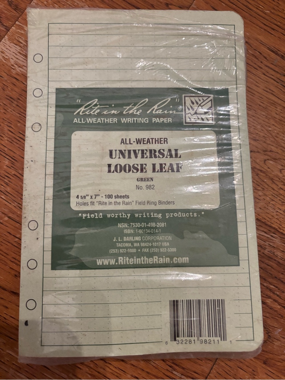 NEW Rite In The Rain All-Weather Universal Loose Leaf Paper 4 5/8"x7" No 982